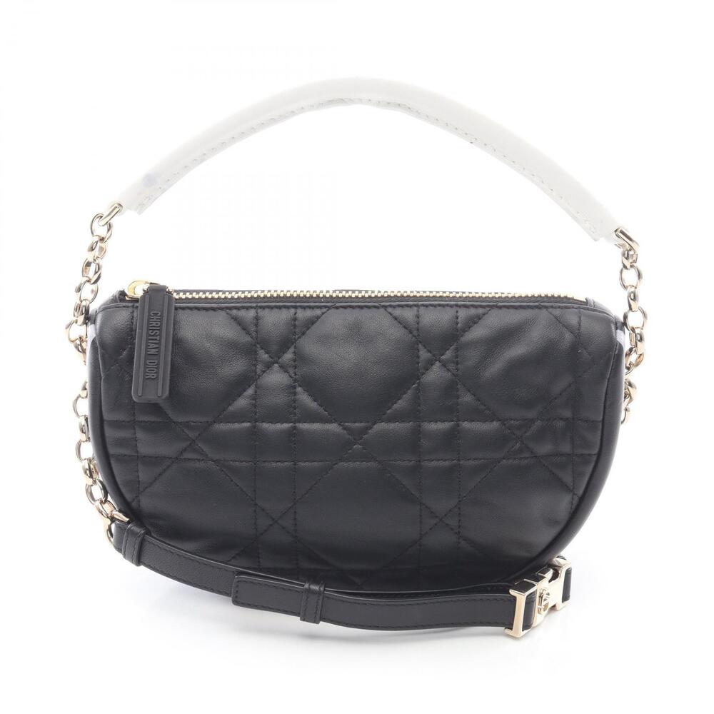 Dior VIBE Hobo Cannage Shoulder Bag Leather Black White Purple